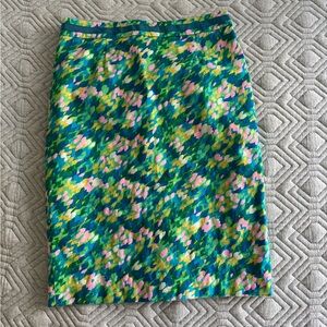 Boden Watercolor Pencil Skirt, Women’s 8, Blue Multicolored